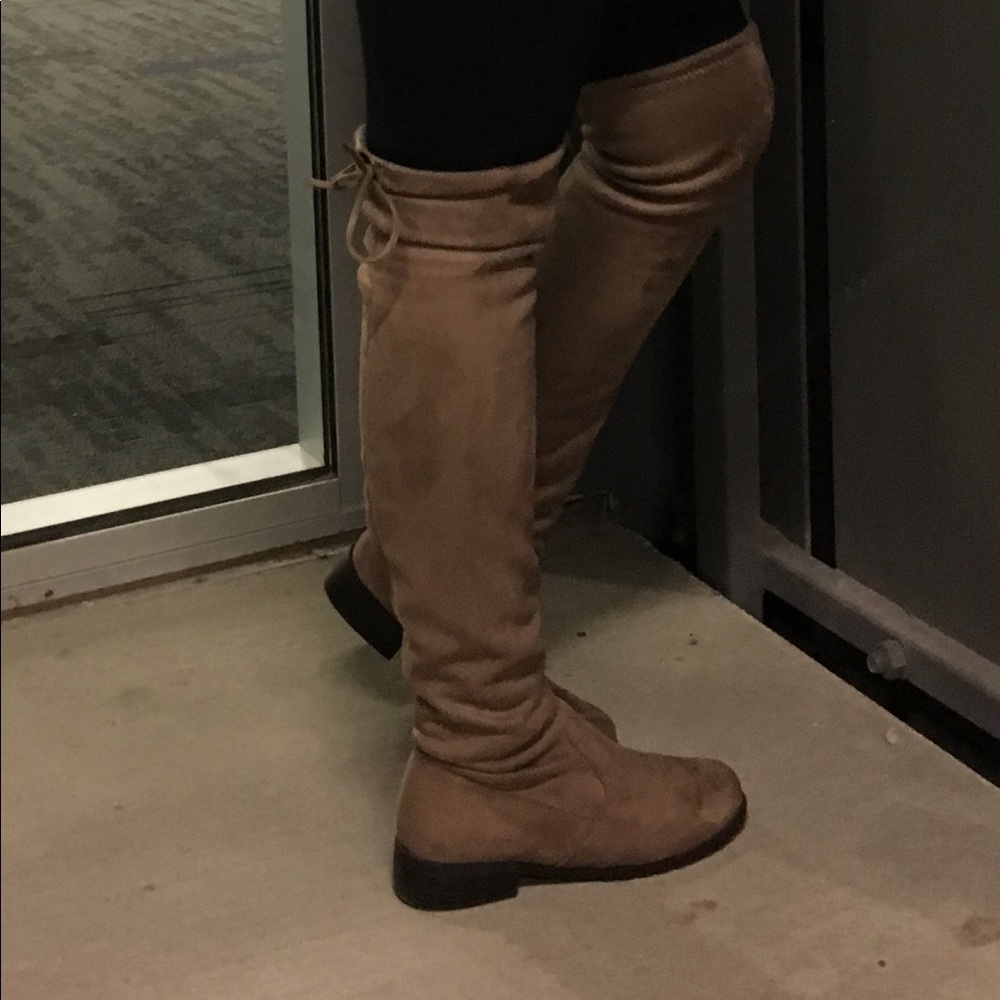 Faux Suede Knee High Boots
